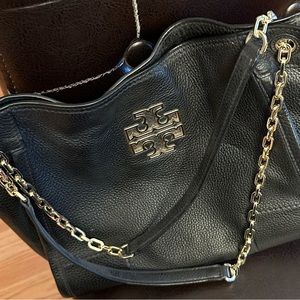 Tory Burch Black Pebble Leather Shoulder Bag
